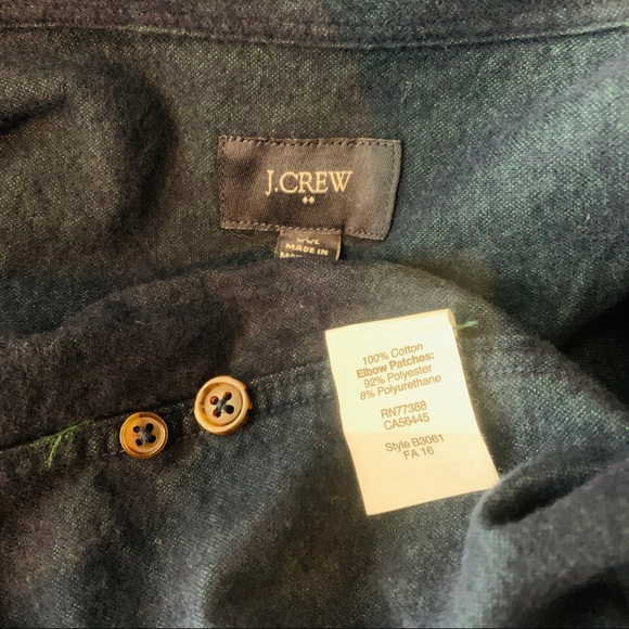J. Crew / Blue Long Sleeve Brown Elbow Patches - Picture 6 of 8
